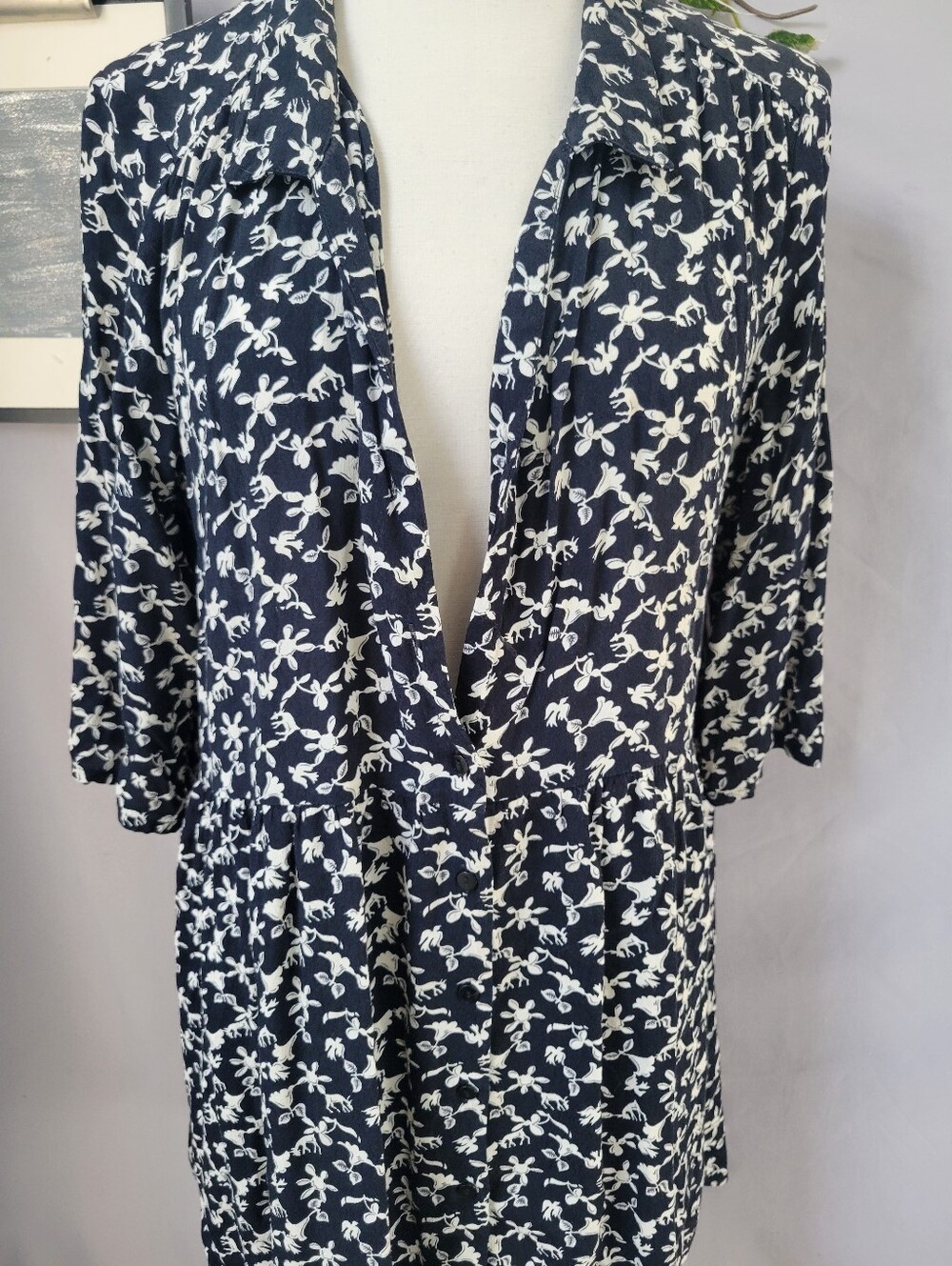 Ba&Sh Cocea A Line Mini Floral Dress Black White 3 or US 10 or L - Picture 5 of 14